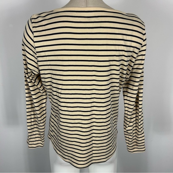 LL BEAN Striped Cream and Black Women's Top S - Picture 3 of 10